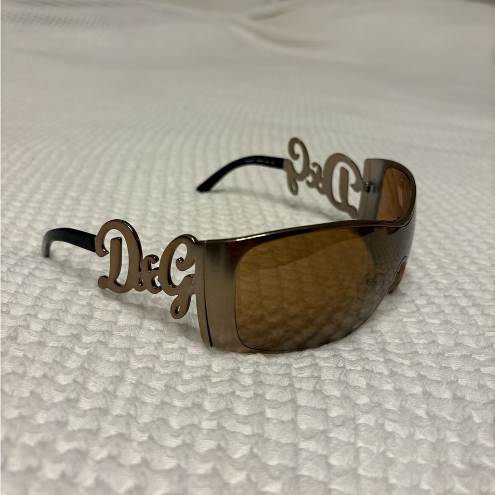 Dolce & Gabbana D&G 6019 Shield Sunglasses Brown–Gold with Case